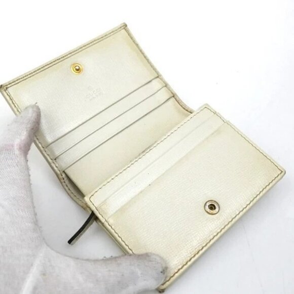 GUCCI GG Pattern Horsebit Bifold Wallet Supreme Leather Beige White GHW 02EG213 - Picture 9 of 14